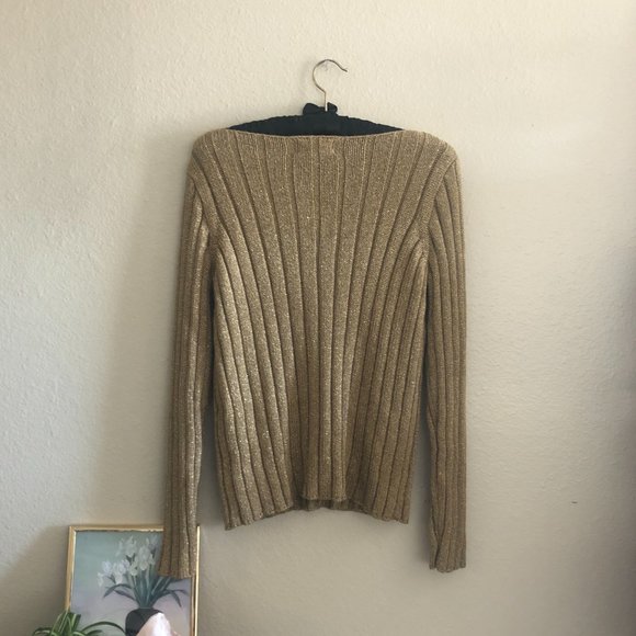 80s Jones New York metallic gold pullover sweater - Picture 5 of 5